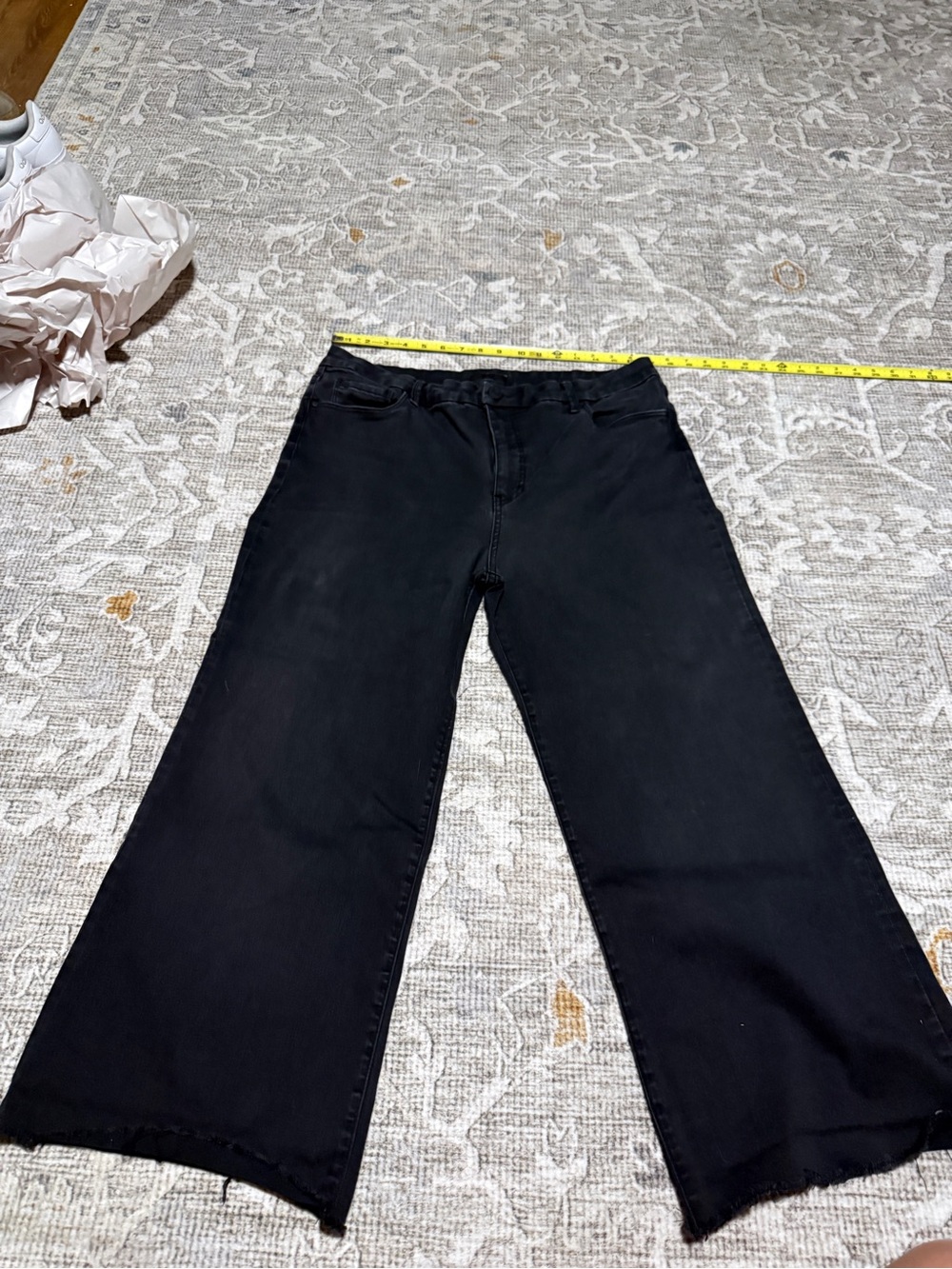 Kut from the Kloth Meg High Rise Black Wide Leg Jeans RAW HEM